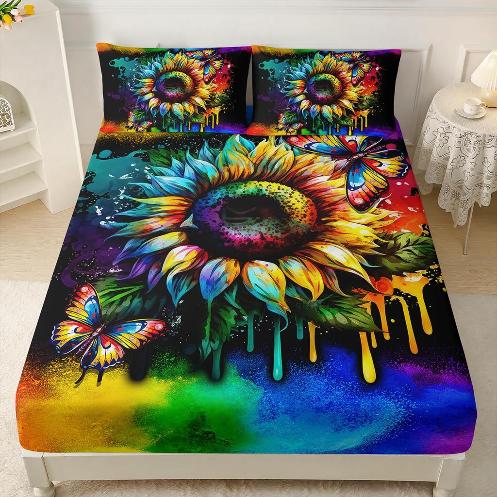 Sunflower Healing Pattern Sheet Three-Piece Digital Printing Bedding Sheet Three-Piece Sheet Children Adult