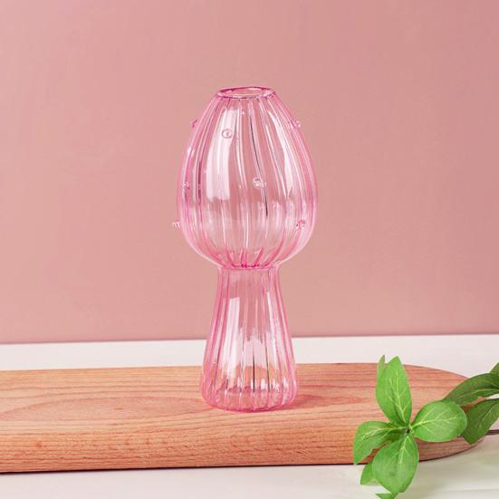 Vaso per fiori a forma di fungo, adorabile, in vetro trasparente, stazione di propagazione delle piante unica per la decorazione della casa.