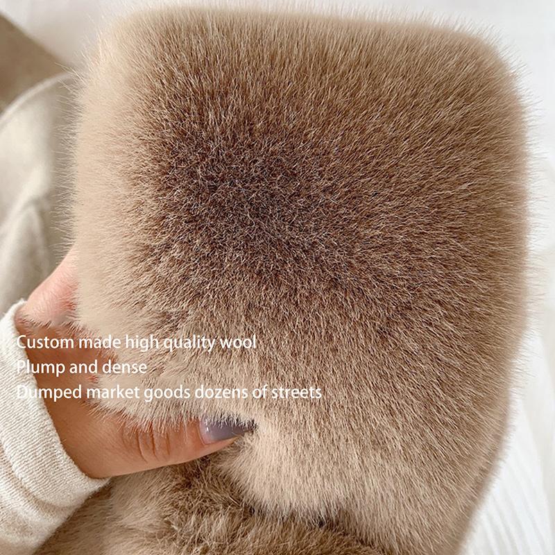 Flauschiger Pelzkragen Schal Damen Warmhalten Verdickender Pelz Schal Bunt Kreuz Winterschal Herbst Winter Kunstpelz Plüsch Elega