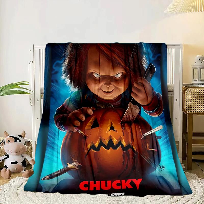 Chucky's Halloween Horror Blanket Flannel Blanket for bed, sofa, Camping, Hiking, Picnic Essentials, gift for family Fan gifts
