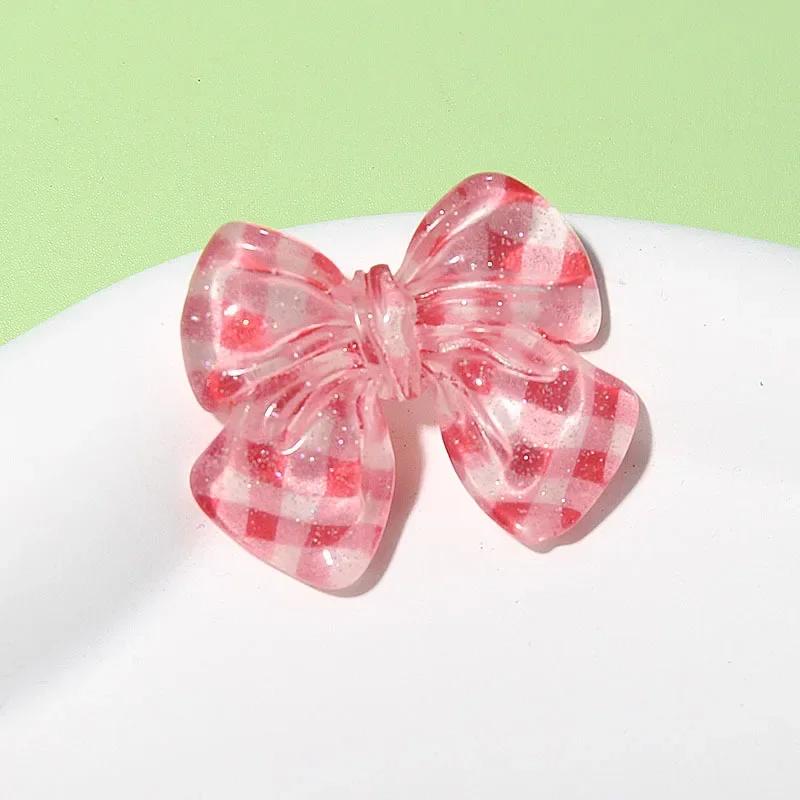 

10Pcs Cute Cartoon Colored Plaid Bow Resin 3D Patch for Girls Mobile Phone Case Mirror Homemade Hairpin No Sticky 3D Stickers червоний