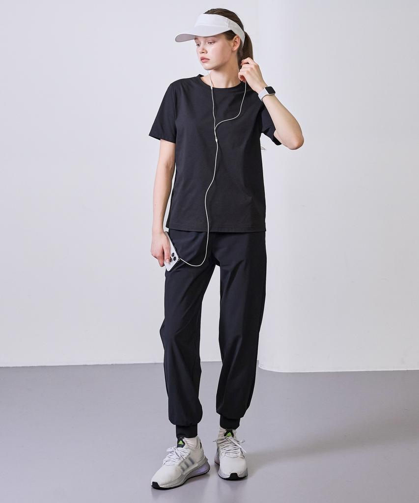 BASIC HOUSE Women'S Super Stretch Spandex Elastic Waist Jogger Pants Black