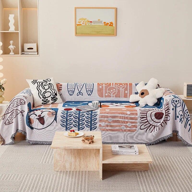 Böhmischer Sandsturm Haarabdeckung Vier Jahreszeiten Universal Staub- und Katzenkratzfest Sofakissen Abstrakt Sofabezug Decke