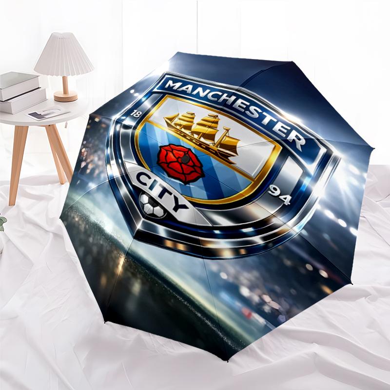 Printed Manchester City Football Club Printed Folding Umbrella,Outdoor,Leisure,And Travel Umbrella,Durable Umbrella Fabric,Birthday And Holiday Gift