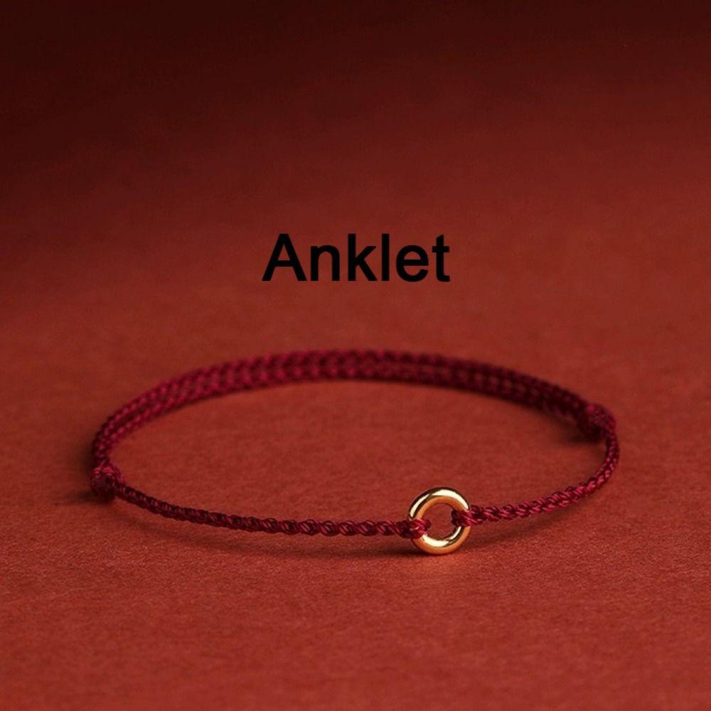 

Браслеты для пар с подвесками в виде счастливой пары, китайский зодиакальный год, плетеная вручную веревка для друзей и влюбленных wine red-Anklet