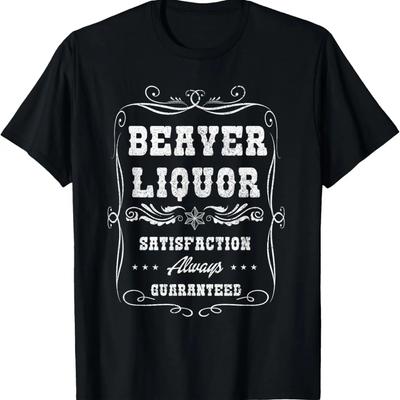 Funny Beaver Liquor Beaver Liqueur Adult Drinking Humor Pun T-Shirt