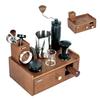 NEOUZA Multifunctional Barista Station | Built-in Knock Box & Tamper Stand, Removable Drawer, Beech Wood Stainless Steel Organizer for 51/54/58mm Port