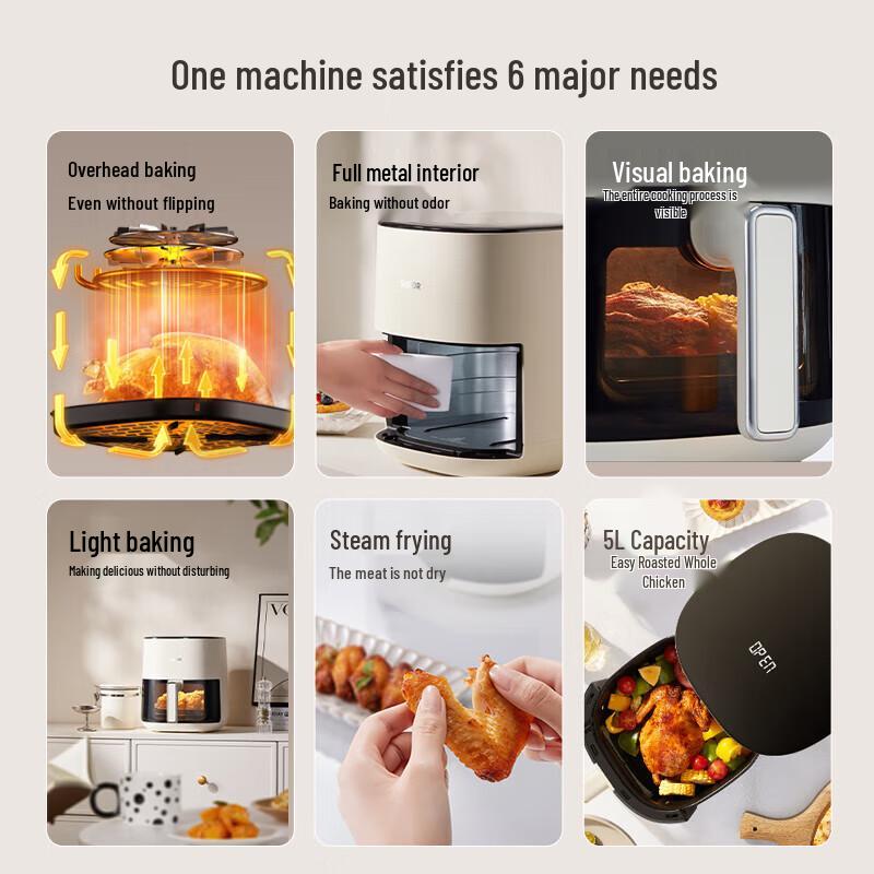 SUPOR 5L Automatic Visual Steam Air Fryer