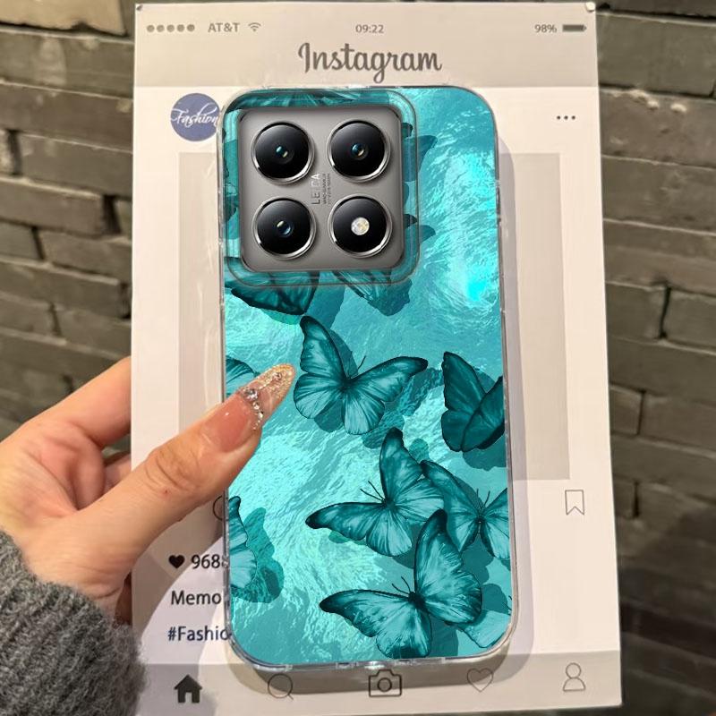 Luxury Butterfly Shadow Phone Case For Xiaomi 14T 13T Pro 14Tpro 11 Lite 5G NE Silicone Shockproof Girls Women Fundas Cover