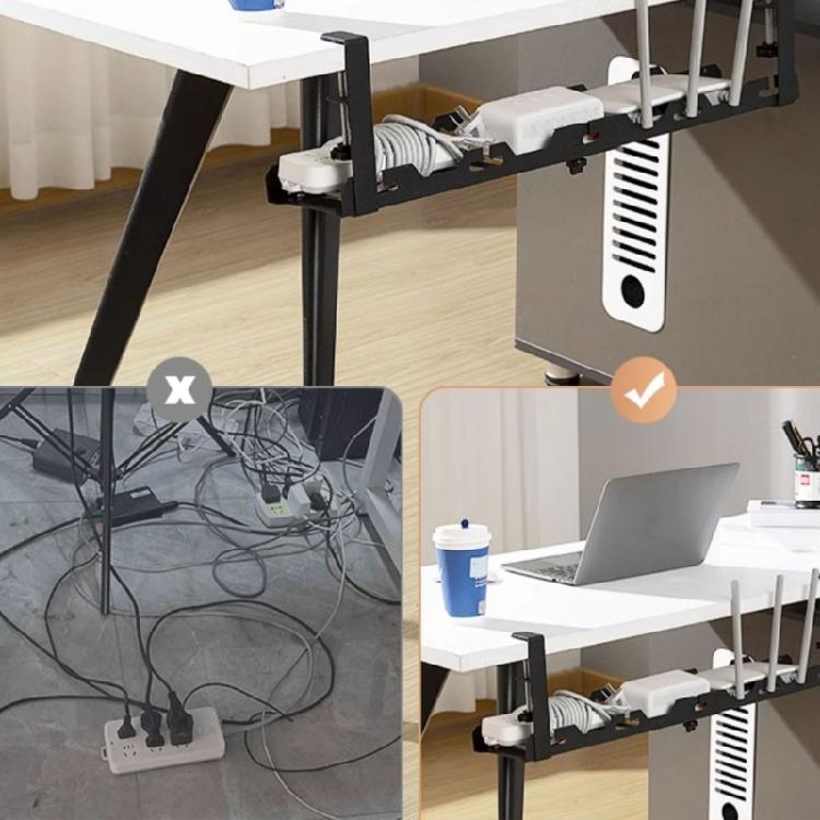 Under Desk Cable Management Tray, No Drill Iron Desk Cable Organizers, Wire Management Tray Cable Management Rack
