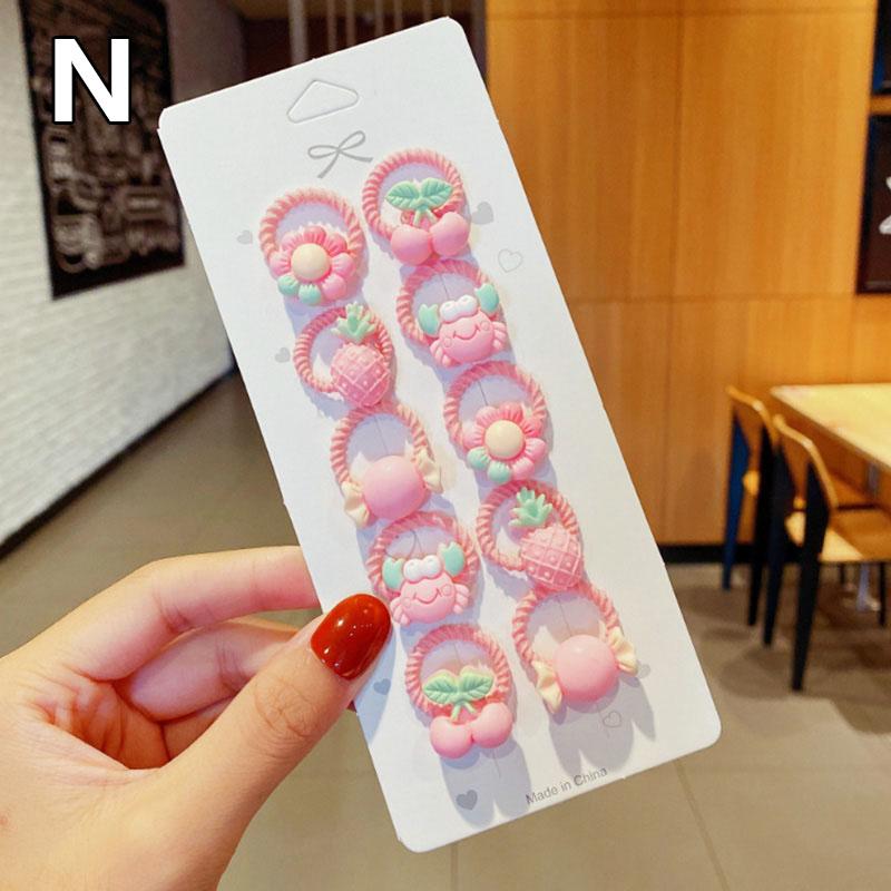 

10 шт./компл. резинки для волос аксессуары для волос детские мультяшные животные фрукты держатель для хвоста резинки для волос эластичные