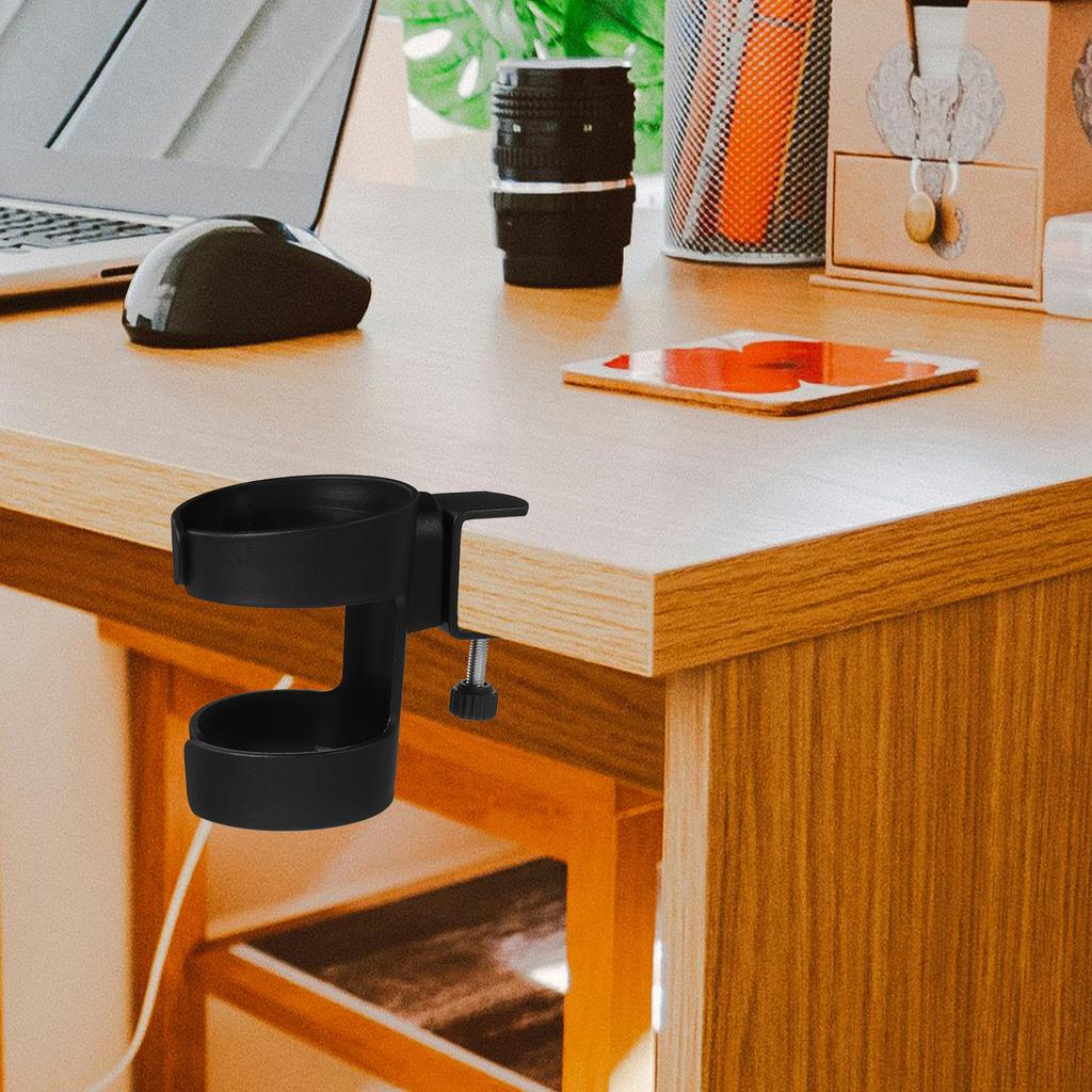 Premium Adjustable Clamp-on Cup Holder for Desk Table Edge Metal Construction Secure Mug Stand Office Home School Desk Drink