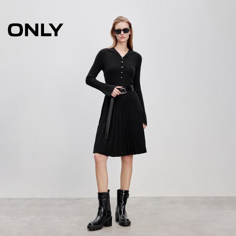 ONLY 2025 Autumn Elegant Knitted Pleated Midi Dress