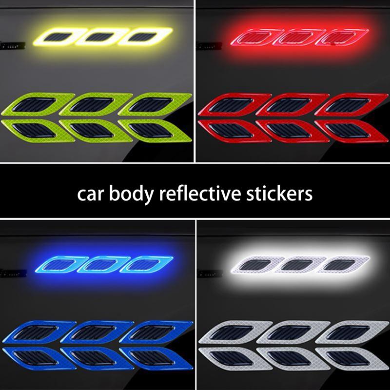 6Pcs Car Reflective Stickers 3D Car Styling Carbon Fiber Reflective Strips Night Safety Warning Reflector Tape Auto Accesorios