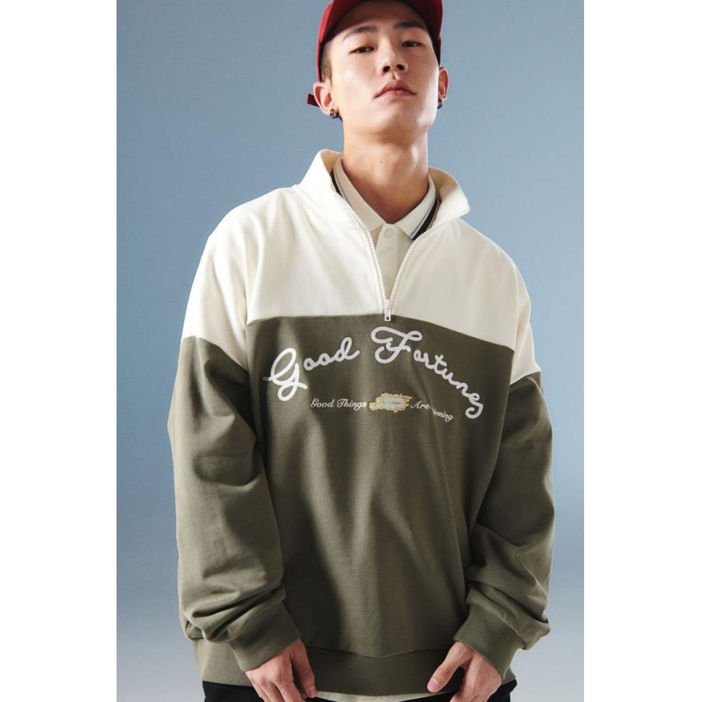 

Толстовка свободного кроя HM на молнии хаки-зеленого цвета Good Fortunes