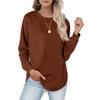 Women's Fashion Casual Colour T-Shirt Round Neck Loose Plunging Sleeve Top