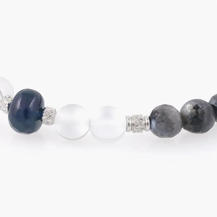 Jinnamok Rondelle Moonstone Point Gray Jade Gemstone Bracelet (C2501AC1253_GR)