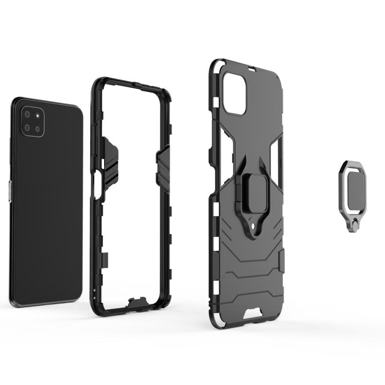 Für Samsung Galaxy A22 5G Stoßfeste PC + TPU Schutzhülle mit magnetischem Ringhalter