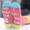 Festival Jacquard Socks with Blessing Letters Soles for Women Men Teens Aged 18 to 21 Cotton Birthday Party Hosiery