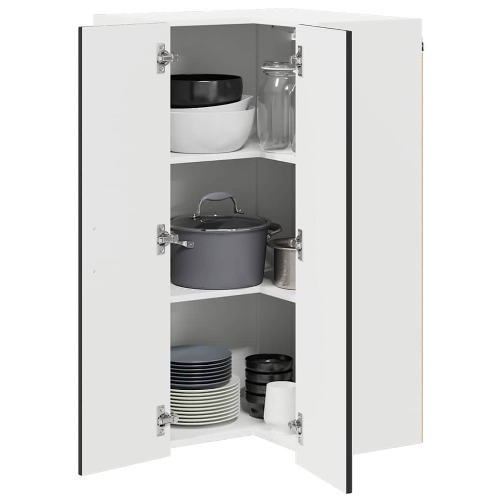 Winkel-Wandschrank LUCCA Schwarz 57 x 57 x 100 cm Spanplatte