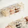 Kitchen Compartment Spice Storage Box, Wall Mounted Iron Seasoning Box, Simple and Transparent, Made of PET Material