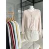 Korean simple round neck singlebreasted candycolored knitted cardigan women's new early autumn gentle wind longsleeved jacket