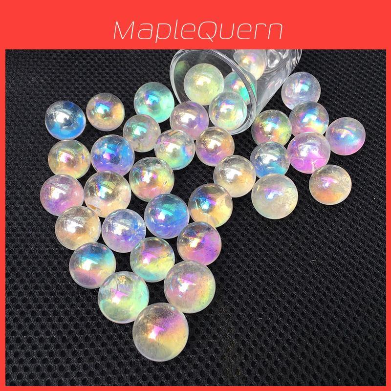 Stunning White Rainbow Aura Sphere Titanium Seed Quartz Crystal Ball For Healing Decor
