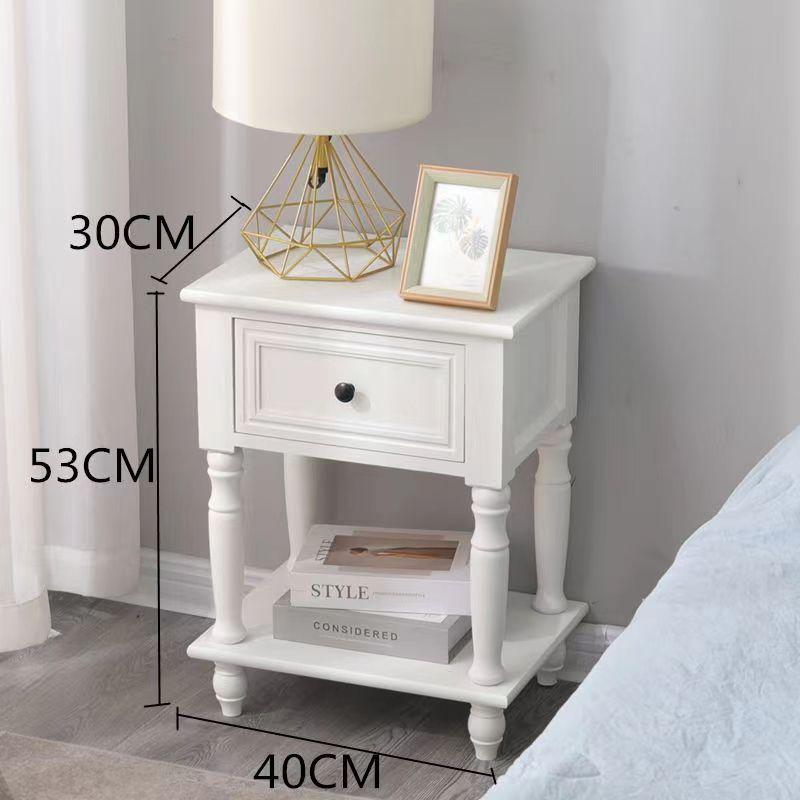 Solid Wood Nightstand Vintage French Distressed Bedside Table with Drawer for Bedroom Storage Cabinet Side Table