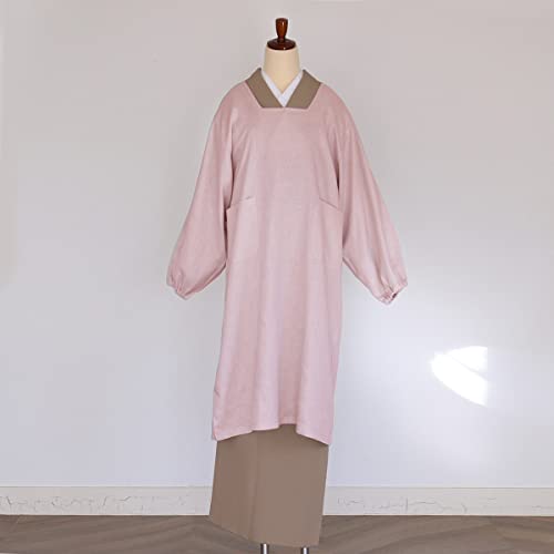 [kimono cafe] Long linen apron that can be worn with both Western clothes and kimonos. Solid color, hemp, suitable for kimonos. Stylish, lightweight,