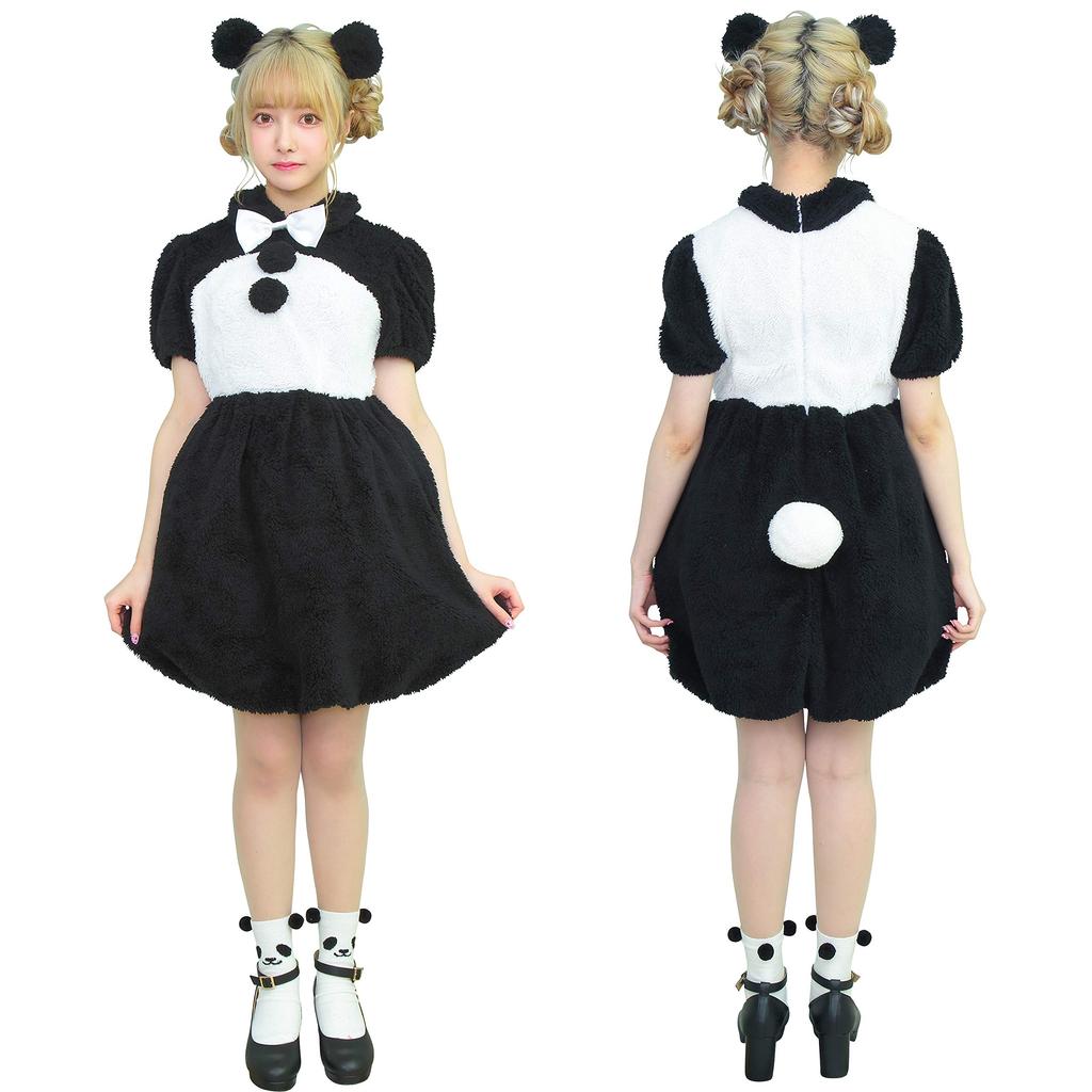 Clearstone Flauschiges Tier Cosplay Halloween Cool Panda Schwarz Damen