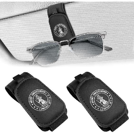 Teraves 2 Pack Sunglass Holder Clip For Car Visor, Upgrade Magnetic Leather Visor Sunglasses Clip, Easy To Hold Your Glasses Eyeglasses
