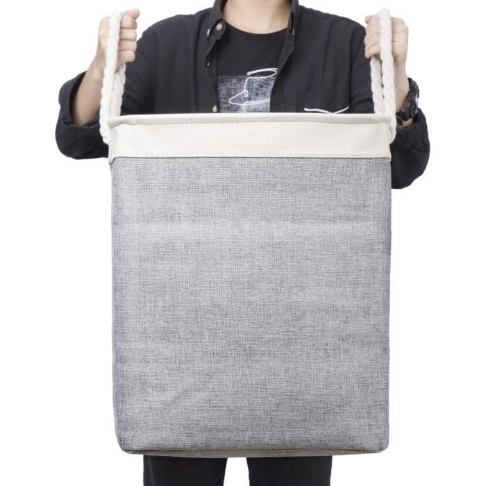 Corbeille à linge - BrilliantJo - Pliable - Grande capacité 65L - Toile grise