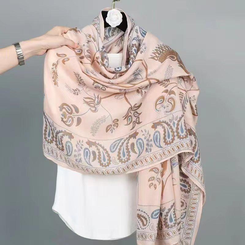 New Spring And Autumn Imitation Cotton And Hemp Square Scarf Women'S Versatile Style Fashion Scarf Multi Functional Hair Binding Headscarf