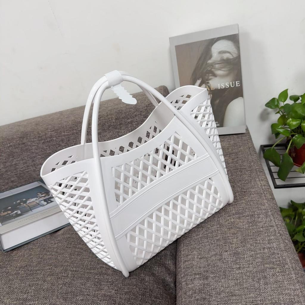 Měkký plastový domácí koš obdélníkový koš na zeleninu přenosný velkokapacitní nákupní koš do supermarketu přenosný koupelový koš