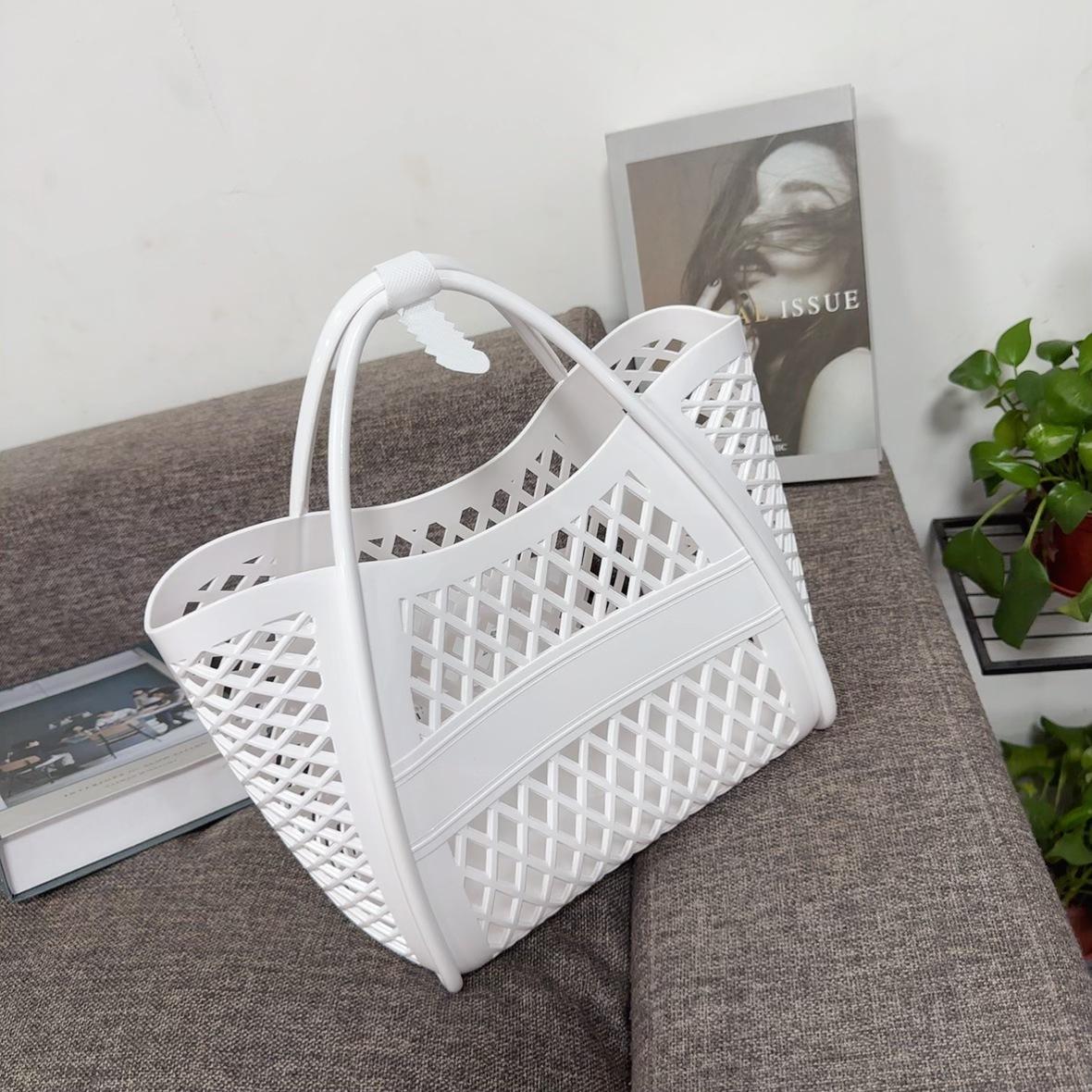 

Мягкая пластиковая бытовая корзина прямоугольная корзина для овощей переносная большой вместимости корзина для покупок в супермаркете переносная корзина для ванной 25x25cm