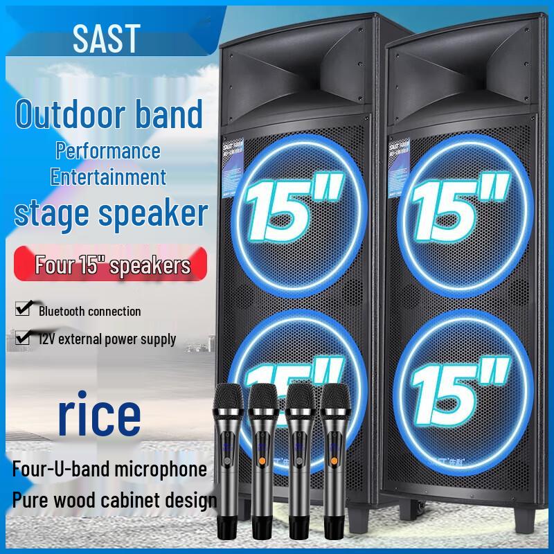 

SAST Dual 15-inch Outdoor Bluetooth Trolley Speaker System