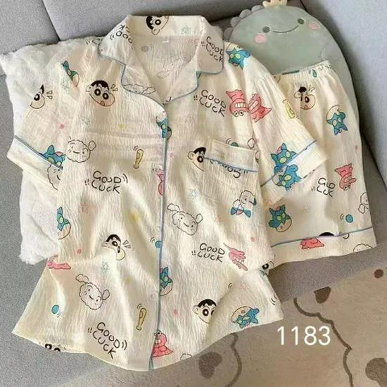 Nuovo Set Pigiama Estivo da Donna in Cotone Nuvola - Carino a Maniche Corte con Pantaloncini