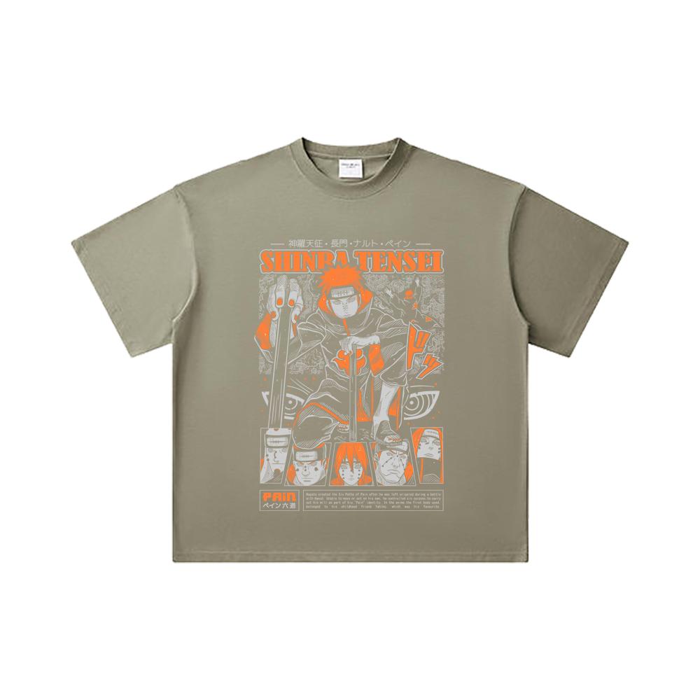 260 GSM Double Yarn 32 Count 100% Cotton Naruto V21 Pain Print Unisex Heavy Cotton T Shirt
