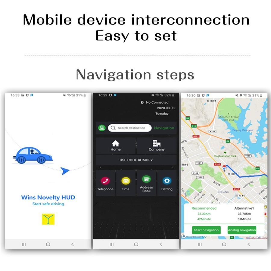 Vitezometru cu proiector de viteză auto, OBD2, GPS, cu oglindă, Head Up Display, cu navigație