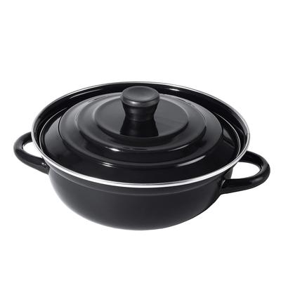 Perlmutt-Metall-Emaille Tischtopf, 20cm, Induktionskompatibel, Limitierte Auflage, Komplett Schwarz, BLKP, AZ-5060