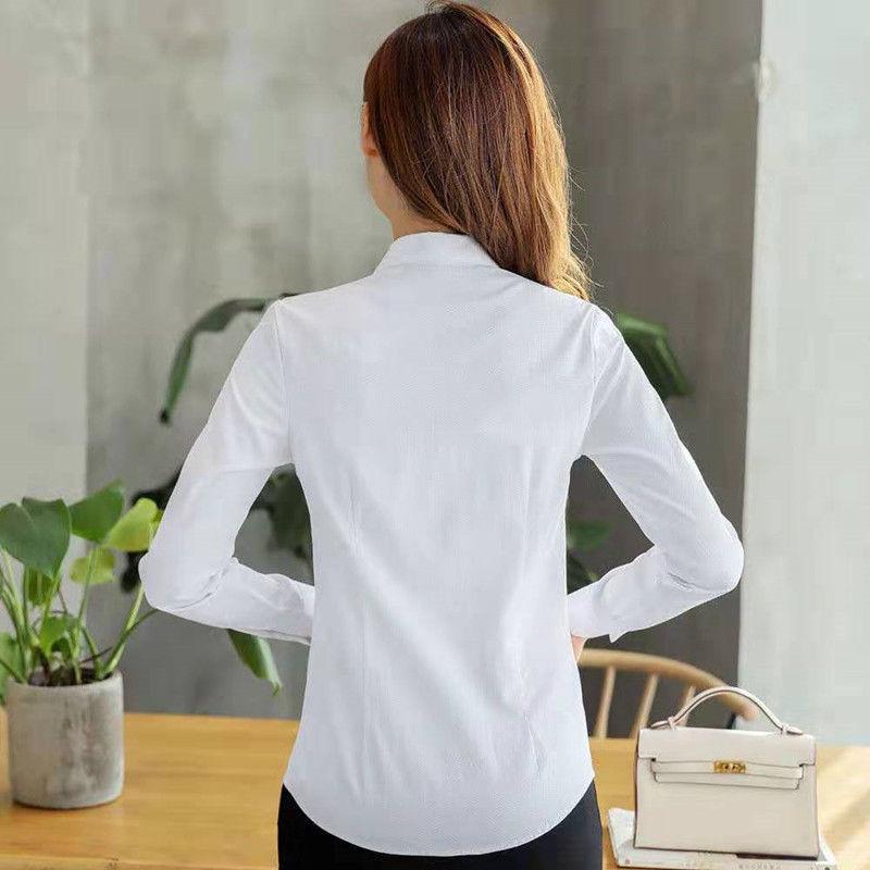 2025 Women's Versatile Long Sleeve White Shirt - Korean Style Professional Spring & Autumn Top