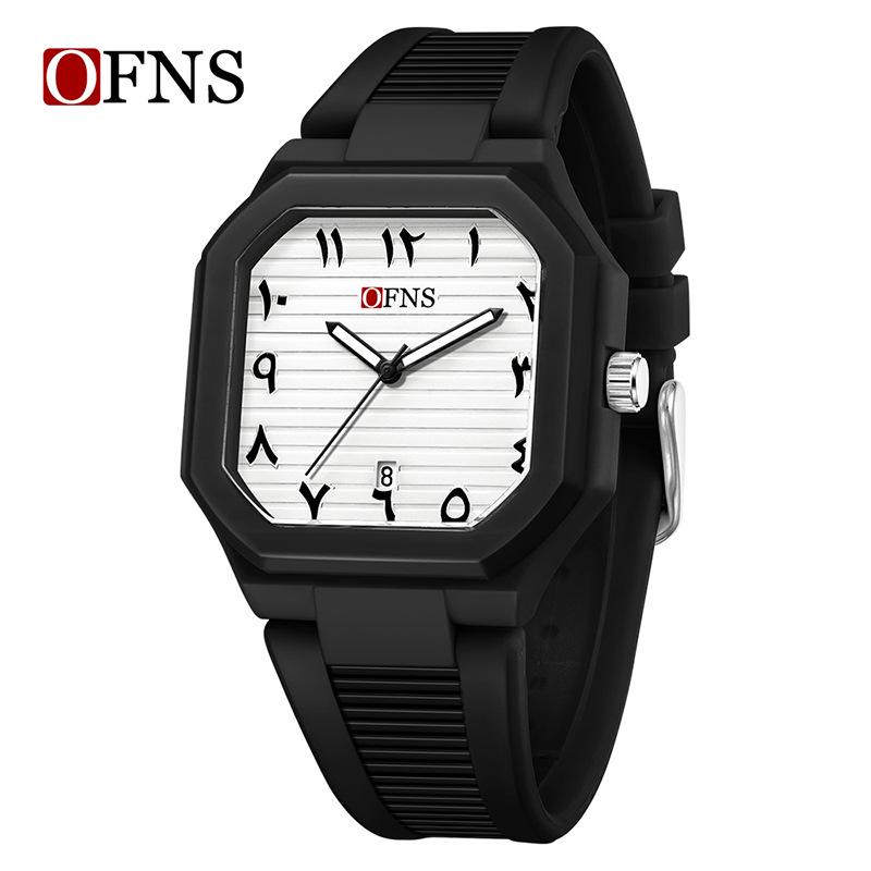 OFNS Quartz Watch: Student Style, Calendar, Square Dial, Arabic Numerals, Luminous, Waterproof, Middle Eastern Bestseller