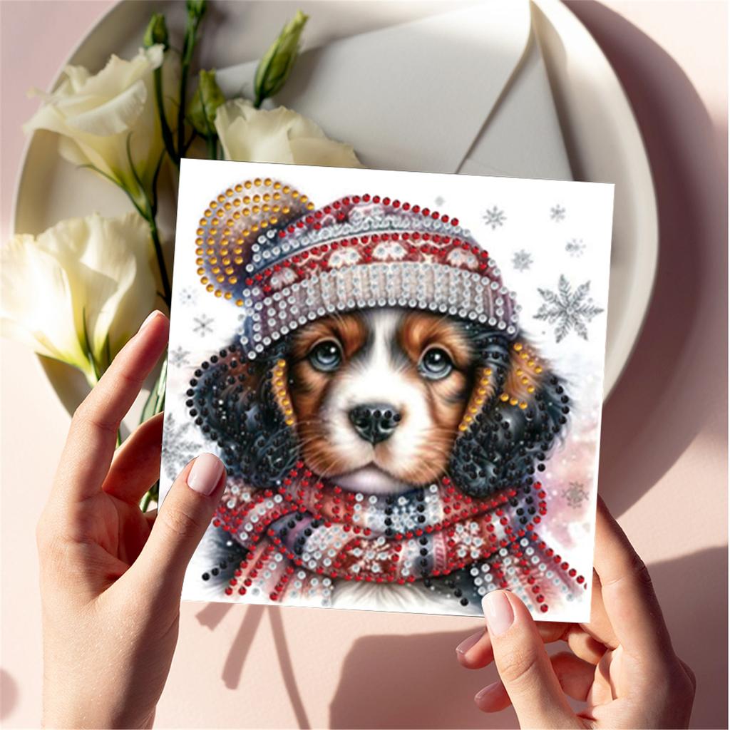 6pcs DIY Rhinestone Diamond Art Mosaic Postcards Diamond Art Greeting Cards for Christmas Birthdays Thanksgiving and Holidays