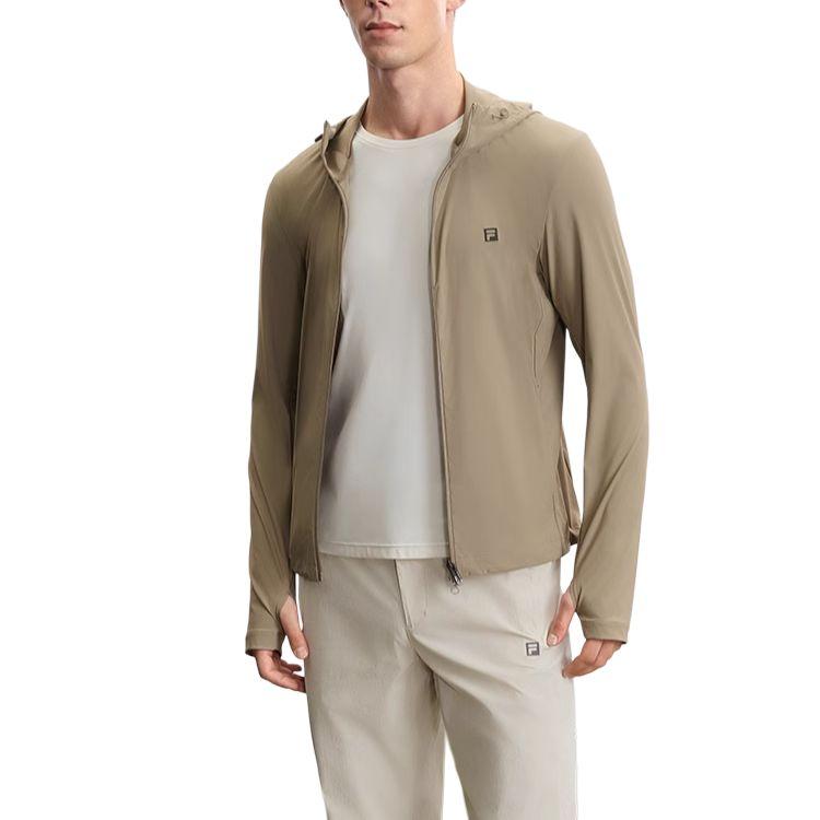 FILA Fitness Series Sports Fashion Simple Cool Breathable Hooded Jacket Men Jacket Bean-Green Brown A51M521501F-BN