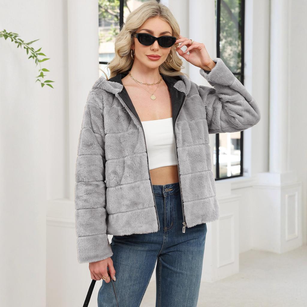 New fashion European and American autumn and winter warm imitation rabbit fur jacket women's imitation fur jacket