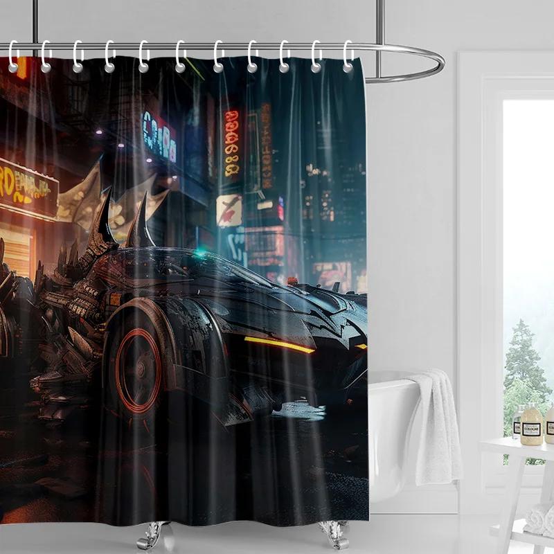Car Pattern Shower Curtain Waterproof Bathroom Partition Curtain Bathroom Shower Curtain Hooks