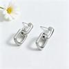 Fashionable Oval Polished Linked Hoop Earrings For Women Versatile Minimalist Drop Earrings Jewelry Accessory