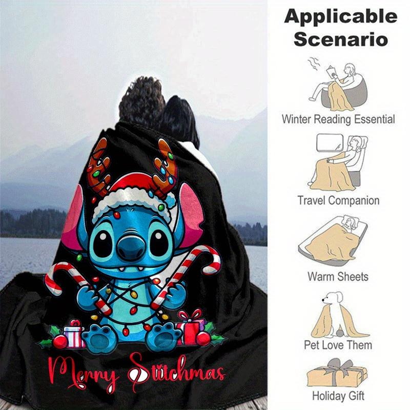 1pc Stitch Printing Blanket - Soft, All-Season Throw for Living Room, Beroom,Personalize Gift with Aorable Cartoon Esign