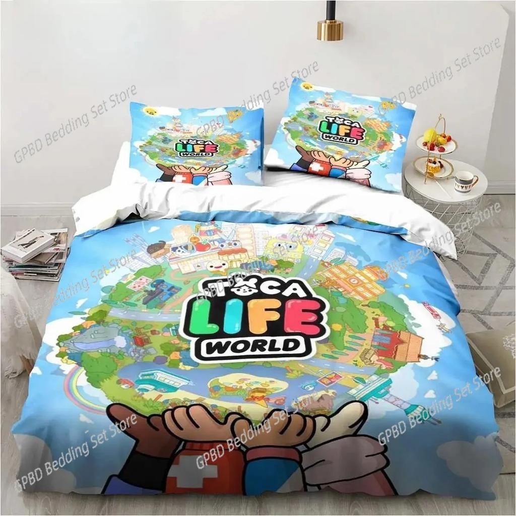 Comforter 3D Cartoon Game Toca Life World Bedding Set 3D Printed Suitable For Bedroom Kids Home Textile