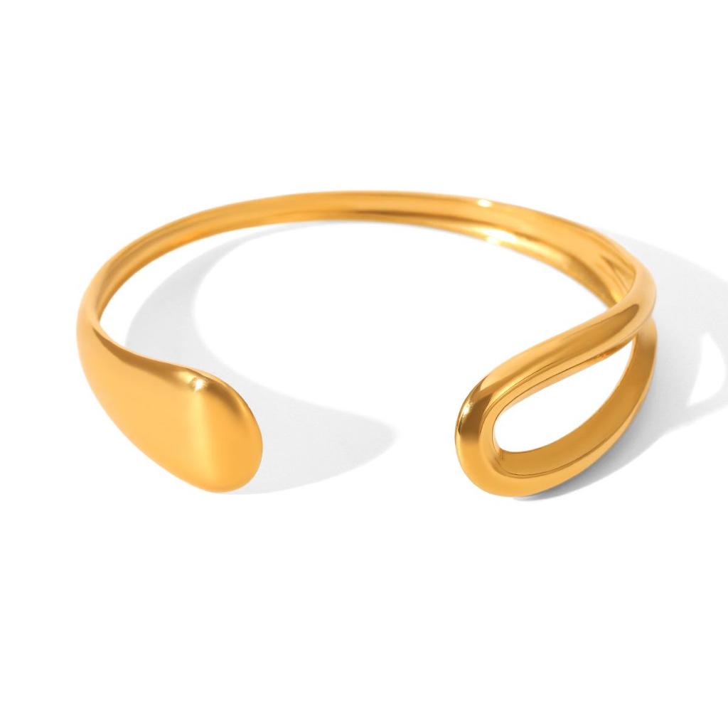 18K Gold INS-Style Open Bangle: Non-Fading Stainless Steel Women's Jewelry